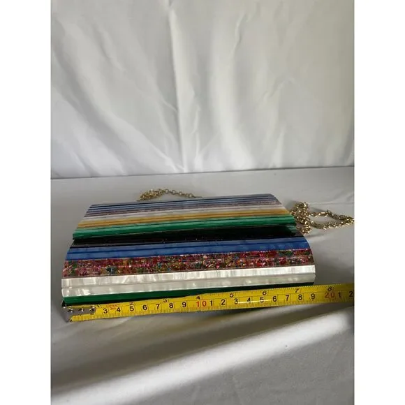 Kurt Geiger Multicolor Striped Clutch - Picture 5 of 11